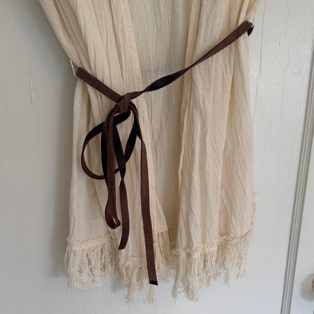Cream Women's Swim Coverup with Brown Accents - Picture 5 of 7